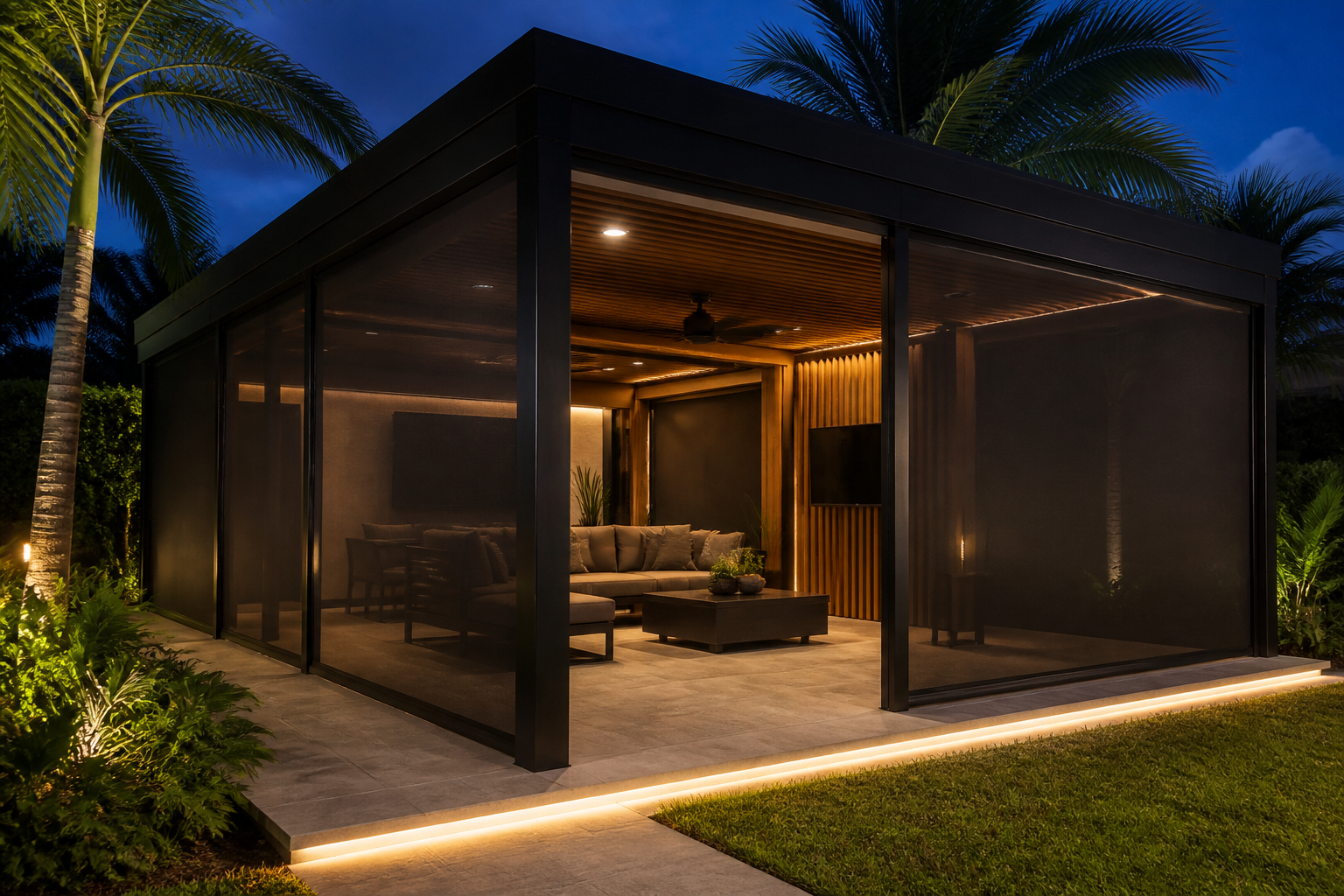 Screens and privacy — typical South Florida look (example)